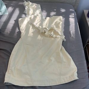 One sleeved cream dress